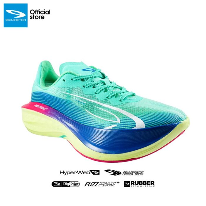 910 Nineten Haze Tempo Feme Sepatu Lari Wanita - Turqouise/Lime/Pink - Image 2